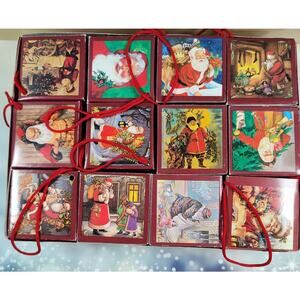 Figi's Santa Christmas Classics 12 Mini Hanging Treat Ornament Boxes